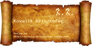 Kovalik Krisztofer névjegykártya